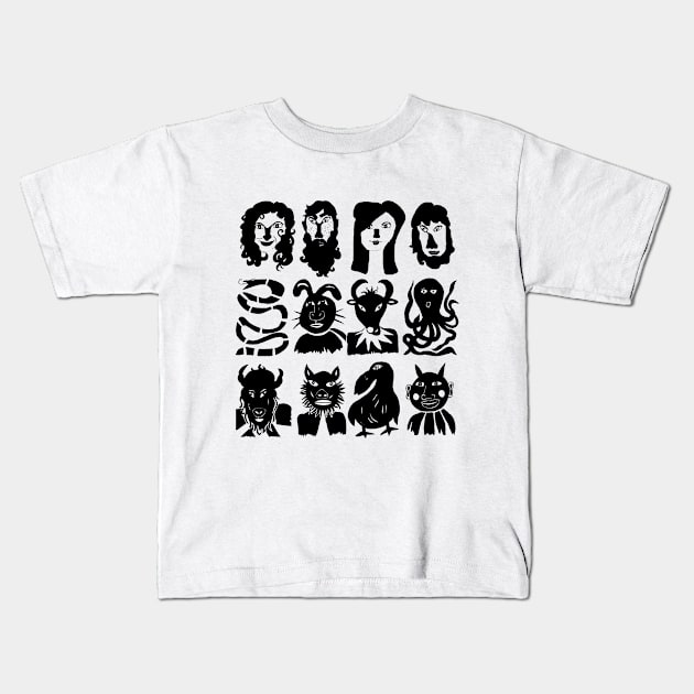 People & Creatures Kids T-Shirt by louweasely